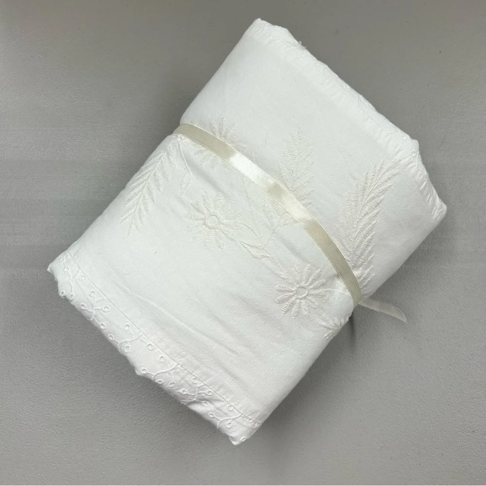 LoveShackFancy Ivory Eyelet Euro Pillow Sham Cover Ruffle Trim Floral 26